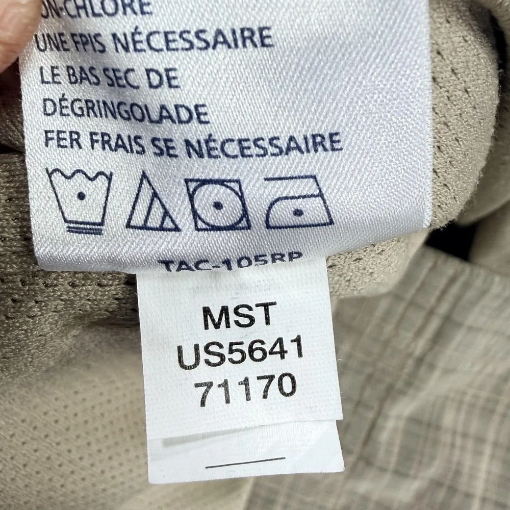 5.11 Tactical Shirt Mens Medium Beige Plaid Mesh Lined Short Sleeve Button Up
